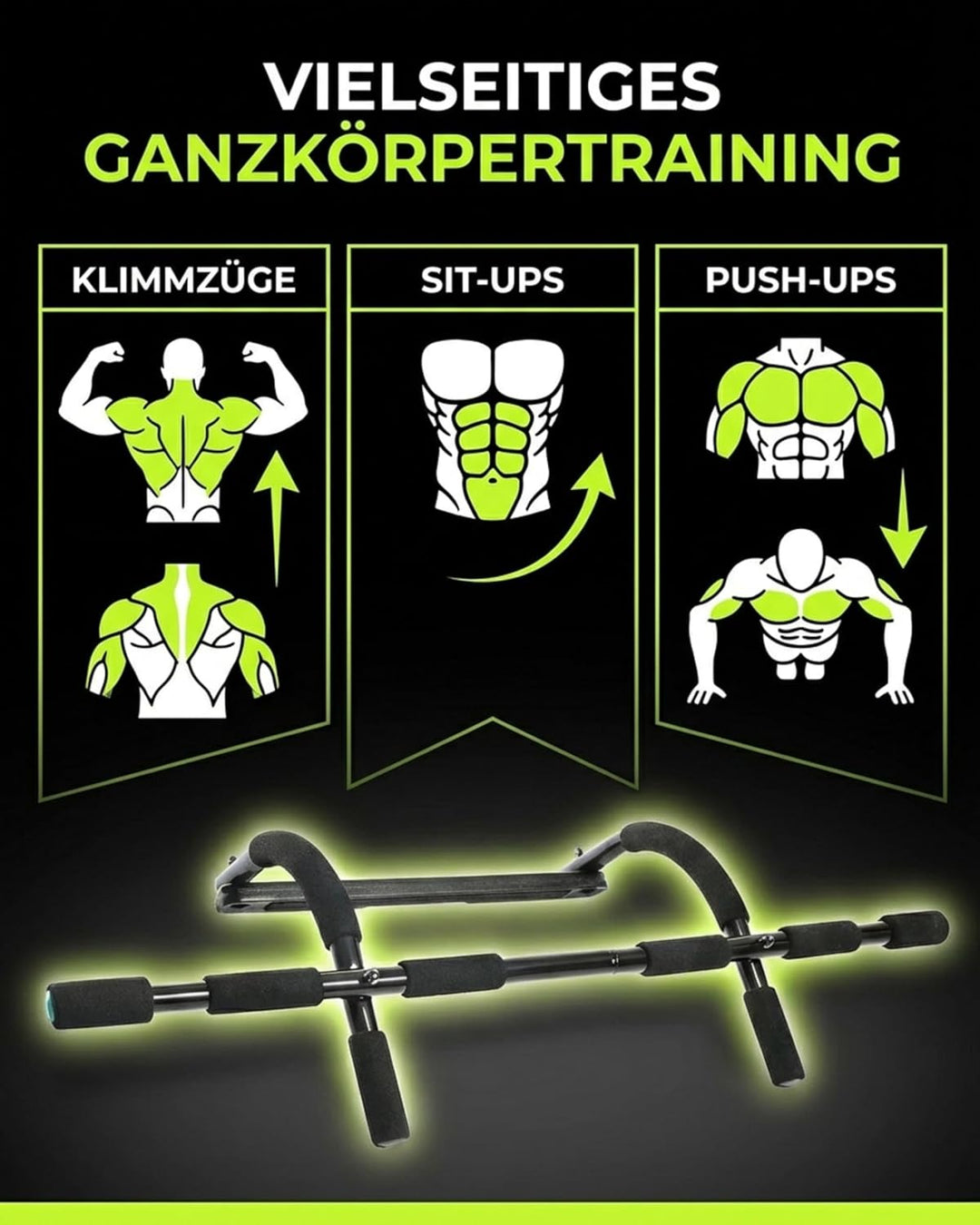 TOOLZ Chin Up Bar – Klimmzugstange für Zuhause – Multifunktionstrainer für Sit-ups, Press-ups & Chin