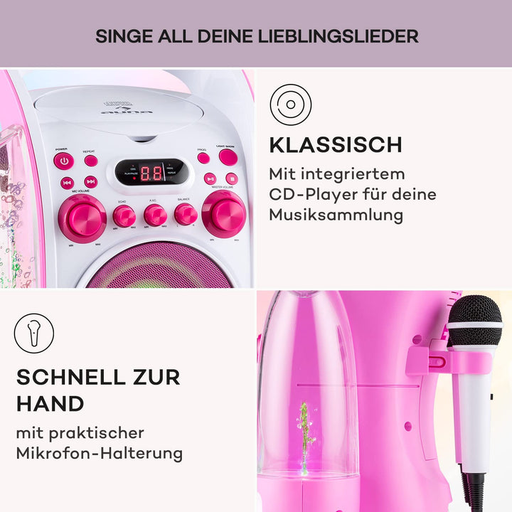 auna Kara Liquida Karaoke Anlage - Karaoke Maschine mit 2 x Mikrofon, Karaoke Box mit Spezialeffekte