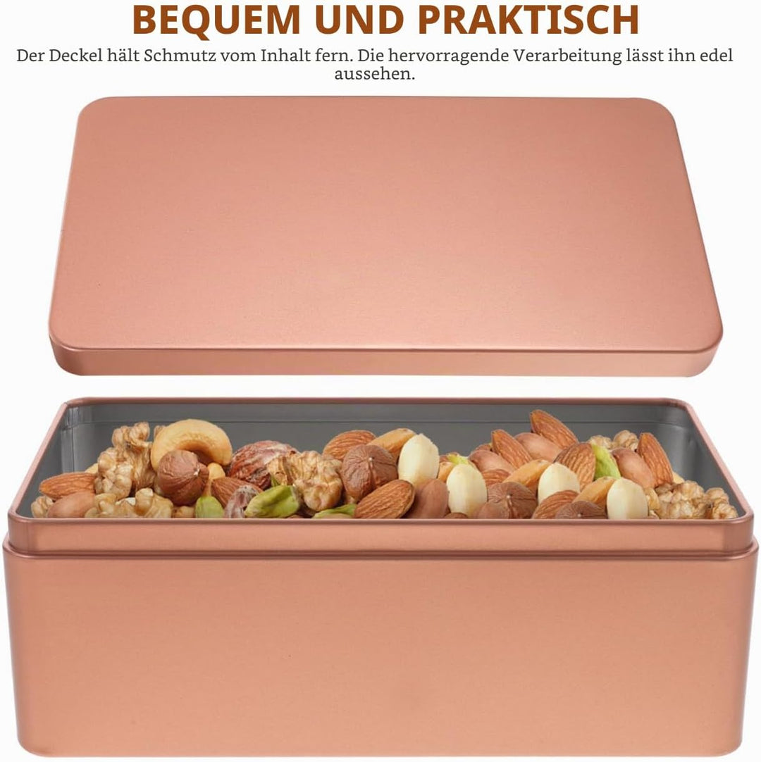 NOLITOY Blechdose 2 Stück Metall Dose Deckel Gold Rechteck Box Tee Kekse Geschenk Party Deko Fest Zu