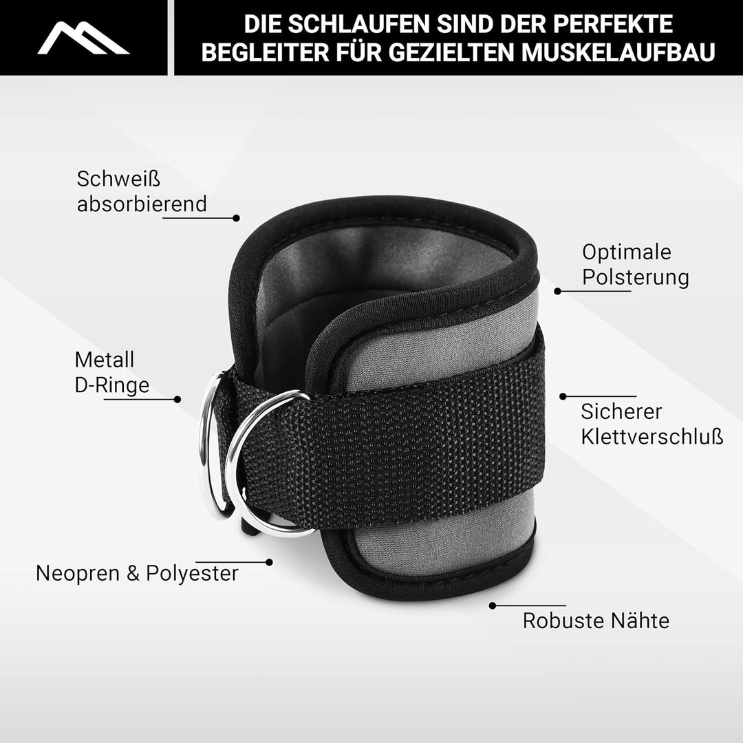 MSPORTS Fussschlaufen Premium - für Fitness Training am Kabelzug - (2 Stück) Ankle Straps für Frauen