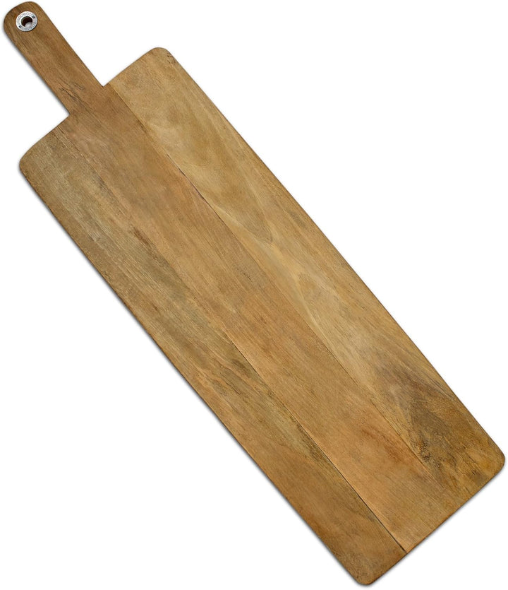 Spetebo XXL Mango Servier Brett natur m. Griff - ca. 100 x 30 cm - Holz Wurst Tablett Käste Platte