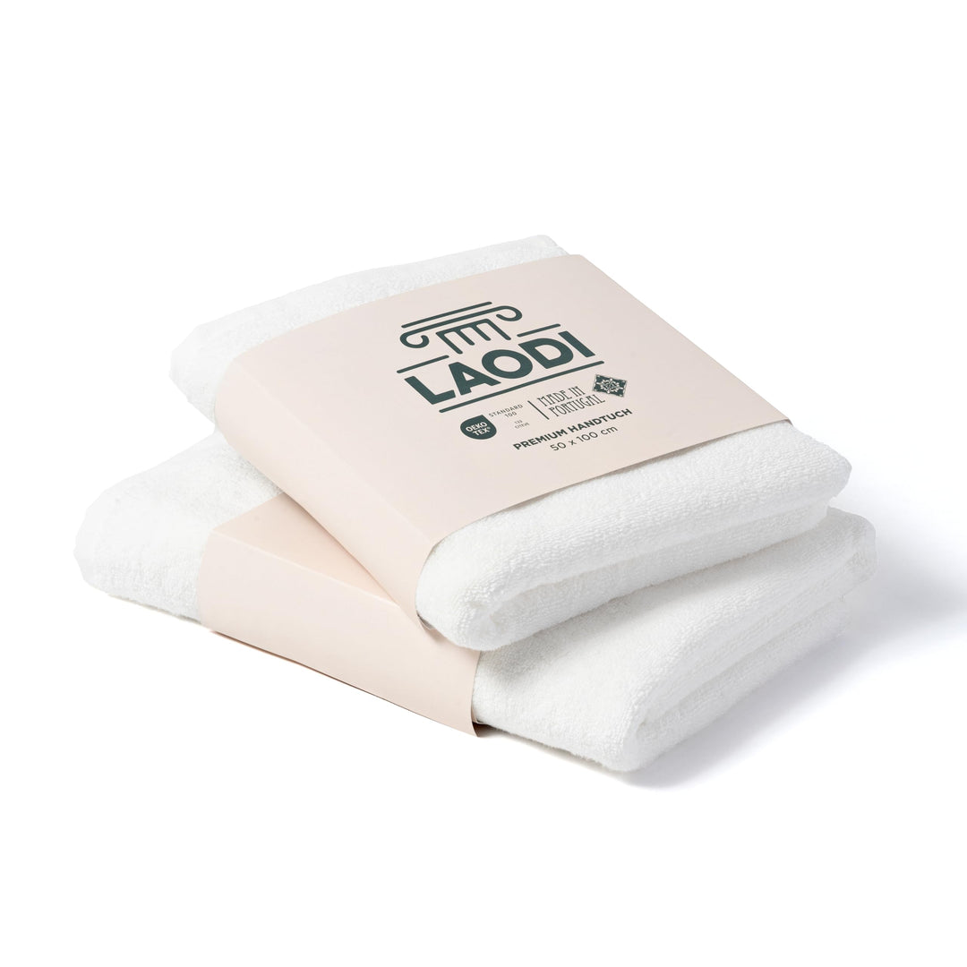 LAODI Premium Handtuch & Duschtuch Set Reinweiss – Baumwolle, Weich & Saugstark – Ideal für Studente