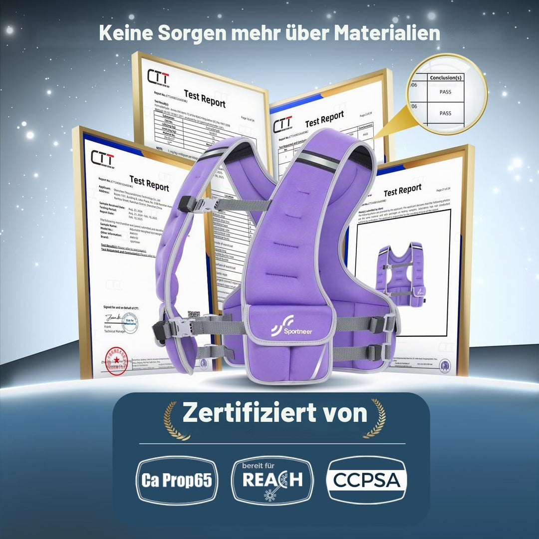 Sportneer Verstellbare Gewichtsweste für Damen Laufweste, 2,7-4,5kg/ 4,5-8,16kg Gewichtsweste für Kr