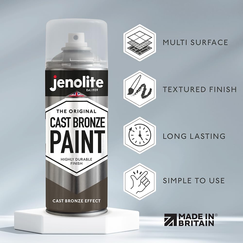 JENOLITE Bronze-Sprühfarbe, 400 ml, strukturierte Effektfarbe, realistische Gussbronze-Farbe, Sprühf