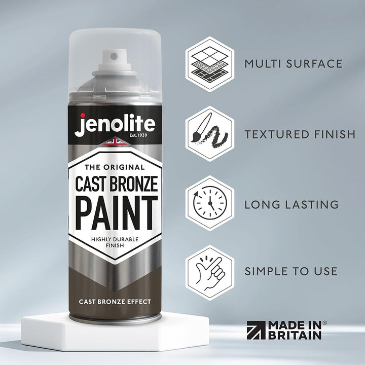 JENOLITE Bronze-Sprühfarbe, 400 ml, strukturierte Effektfarbe, realistische Gussbronze-Farbe, Sprühf