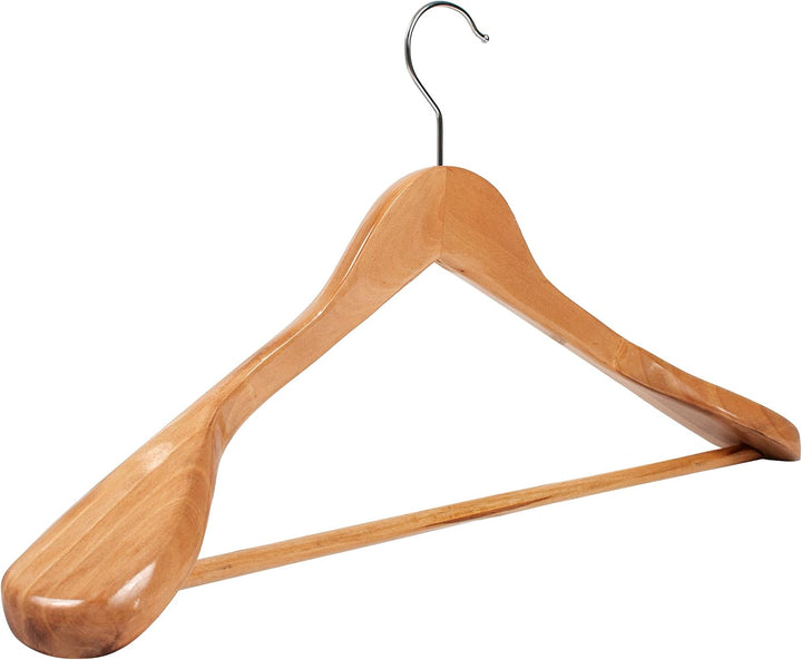 5 x Anzugbügel Jackenbügel Kleiderbügel Holz Natur | Sakkobügel | 44,5 cm | 360° drehbarer Haken | e