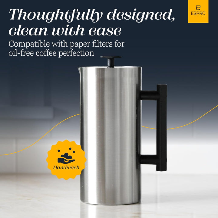 Espro 18169 French Press P6, Kaffee Stempelkanne mit Thermofunktion, Coffee-Maker, Kaffeezubereiter,