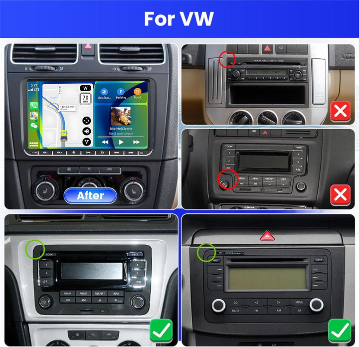 Radio für VW Golf 5 Golf 6 Skoda Polo Passat Tiguan Touran Android 2+64G mit Wireless CarPlay Androi
