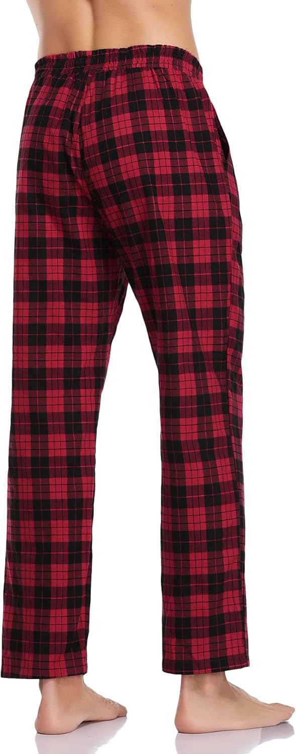 Aseniza Herren Schlafanzughose Lang Baumwolle Karierte Schlafhose Pyjamaunterteil Pyjamahose Freizei