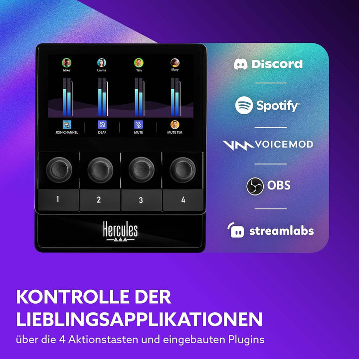 Hercules Stream Starter Kit - Stream 100 + Mikrofon HUD-600 PC | Stream-100-LCD-Controller, USB/XLR-
