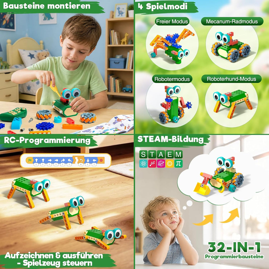 Technic Roboter Bauspielzeug Bausatz ab 6+, 33+ IN 1 RC Roboter und Auto | 150PCS, STEM Ferngesteuer