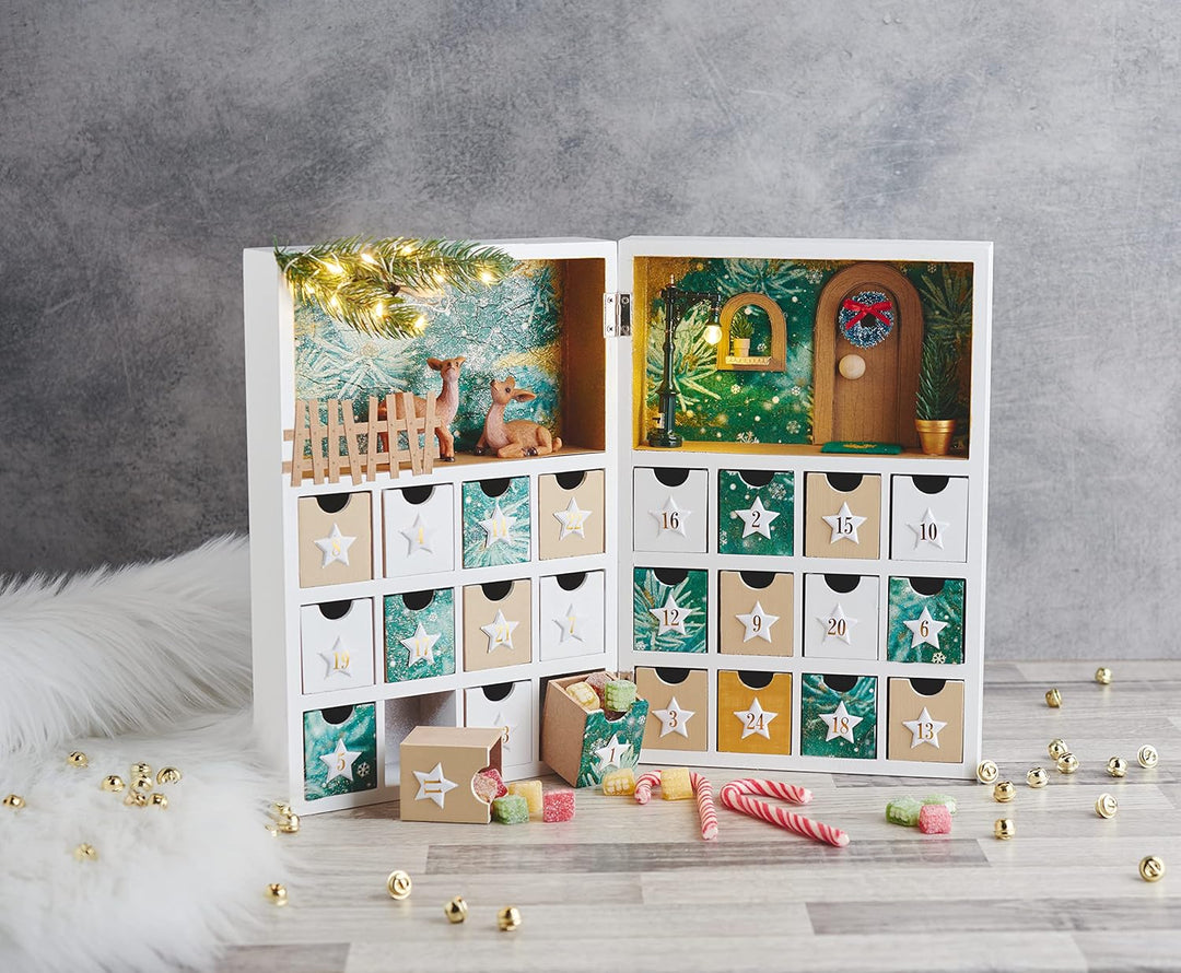 VBS Klappschränkchen/Adventskalender weiss Holz 30x21,5x9cm