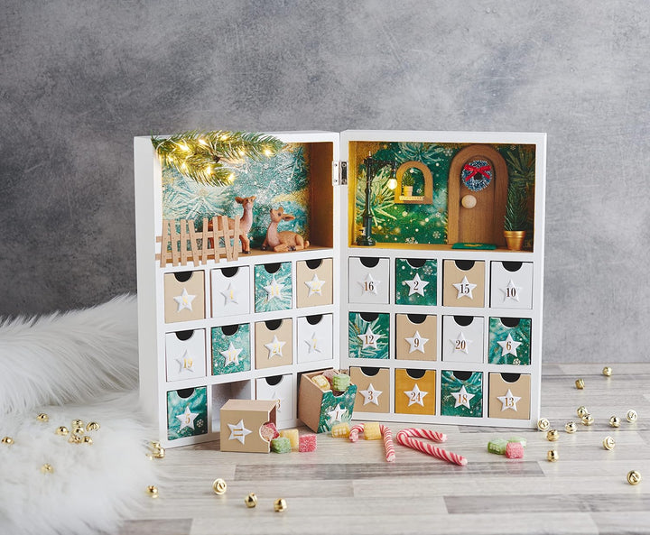 VBS Klappschränkchen/Adventskalender weiss Holz 30x21,5x9cm