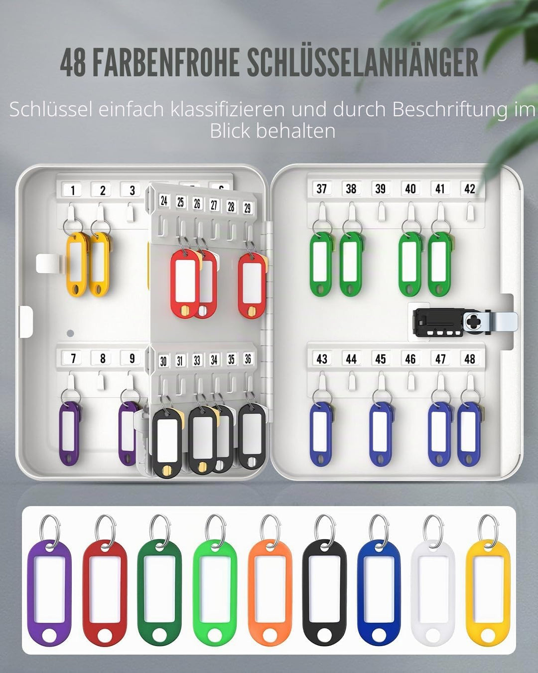 Uniclife 48 Position Schlüssel Kabinett mit Kombination Lock Resettable Weiss Digital Security Stora