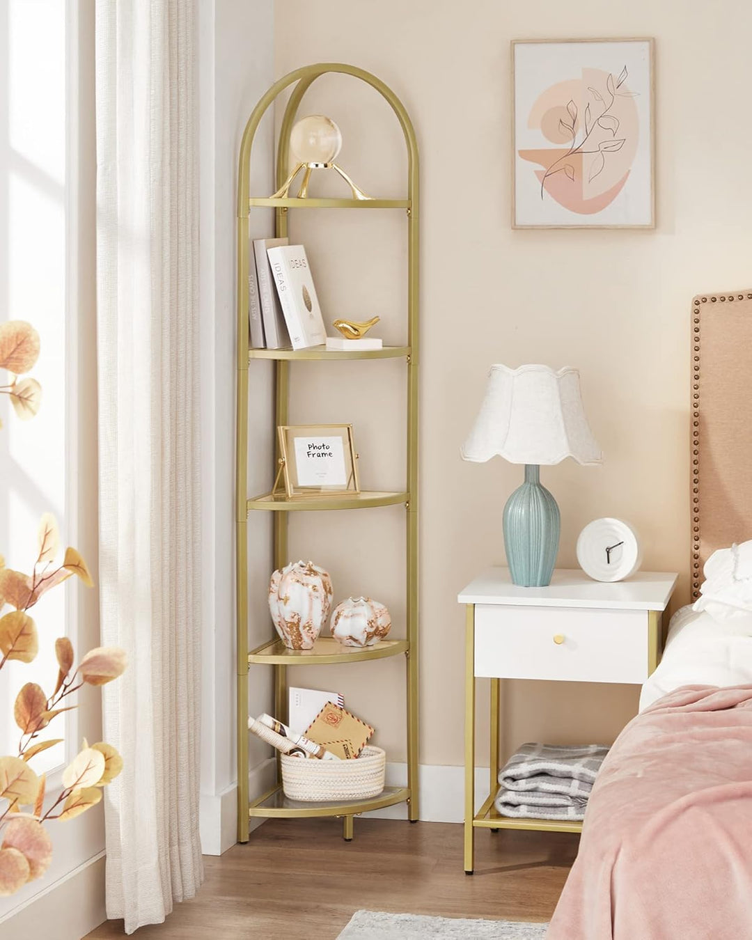 VASAGLE Eckregal 5 Ebenen, Bücherregal, Pflanzenregal, Standregal, Badezimmerregal, Ablagen aus Hart