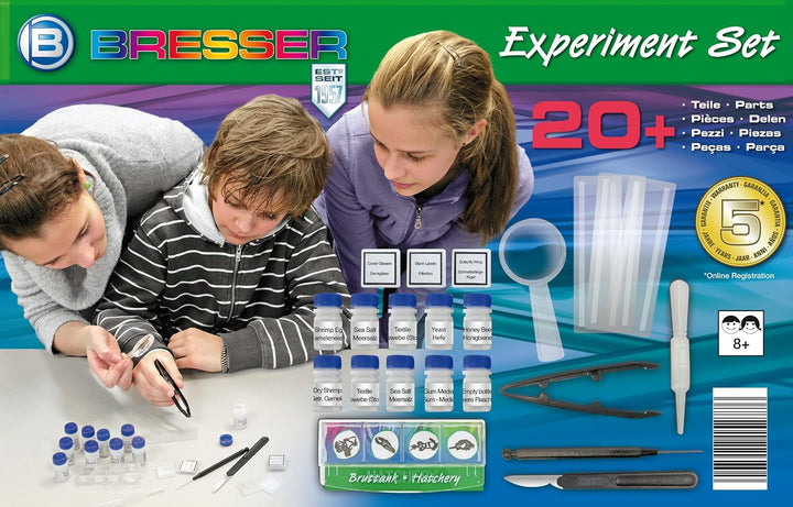 Bresser Junior Schülermikroskop BIOLUX SEL mit Smartphonehalter, blau &amp; Bresser Junior Experimentier