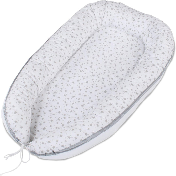babybay Kuschelnest, weiss Sterne, Weiss Sterne Perlgrau