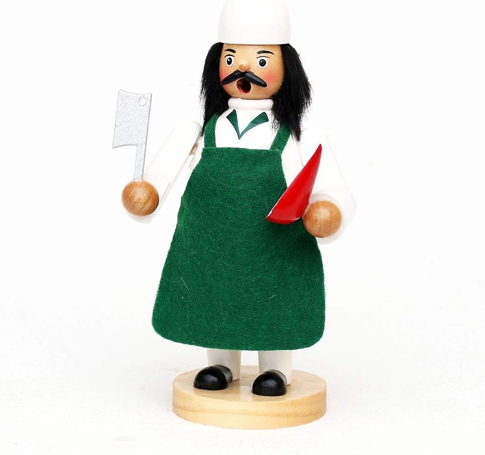 Wichtelstube-Kollektion Holz Räuchermann Räuchermännchen Räucherfigur Fleischer mit Beil 11 x 9 x 20