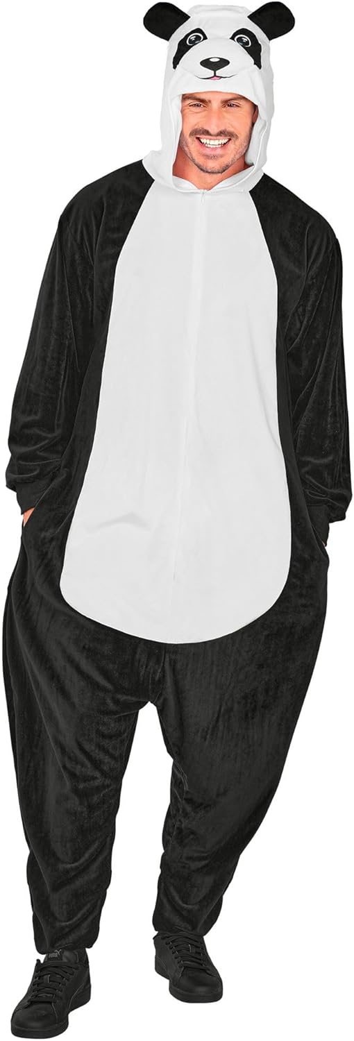 W WIDMANN MILANO Party Fashion - Tier Overall für Erwachsene, weicher Plüsch Jumpsuit mit Kapuze, Ti