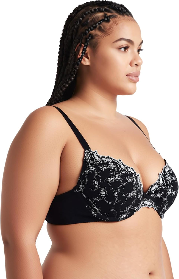 Curve Muse Frauen Übergrösse 1 Tasse Hochdrücken Bügelspitze hinzufügen Stickerei BHS 70C Nackt, Sch