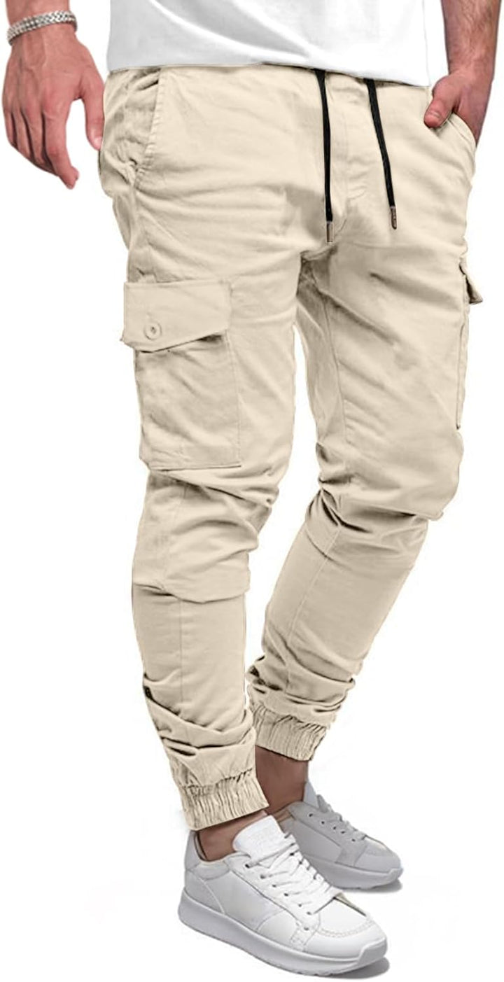 Elegancity Cargohose Herren Lang Casual Jogginghose Stretch Chino Hose Regular Fit Cargo Hose Elasti