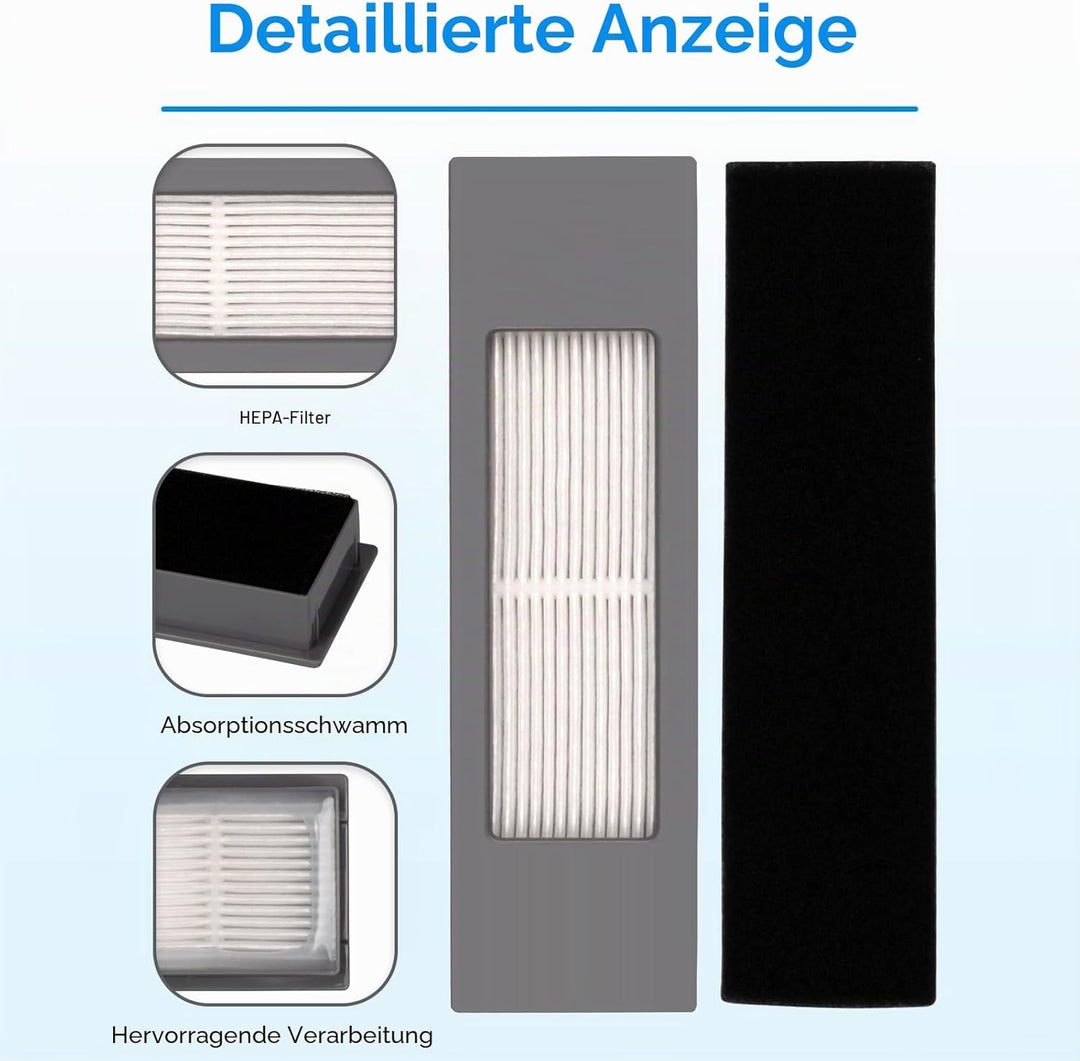 (6 Stück) HEPA Filter Compatible With Ecovacs DEEBOT OZMO N10 Plus T5 T8 T9 T8 AIVI Max 920 950 N5 N