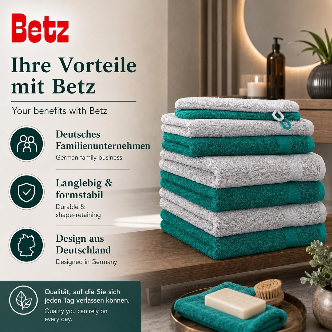 Betz 10-TLG. Handtuch-Set Premium 100% Baumwolle 2 Duschtücher 4 Handtücher 2 Gästetücher 2 Waschhan