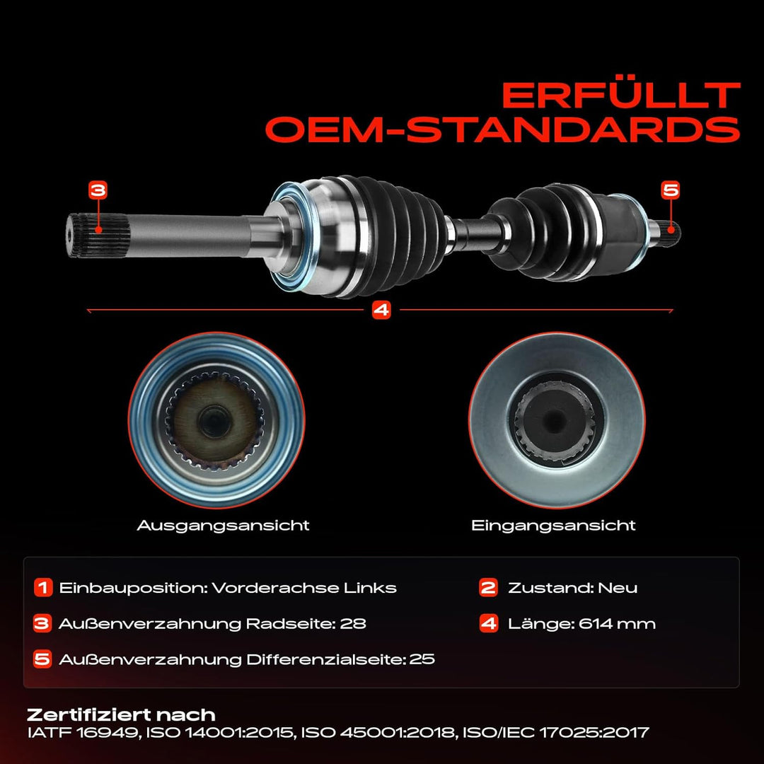Frankberg Antriebswelle Vorne Links Kompatibel mit L200 K6T K7T 2.4L 2.5L 1996-2002 Pajero II V2W V3