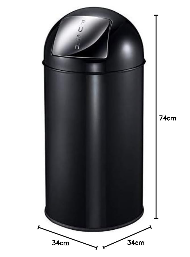 PROREGAL Abfallbehälter mit Pushdeckel & Inneneimer aus Metall | 40 Liter, HxBxT 74x34x34cm | Schwar