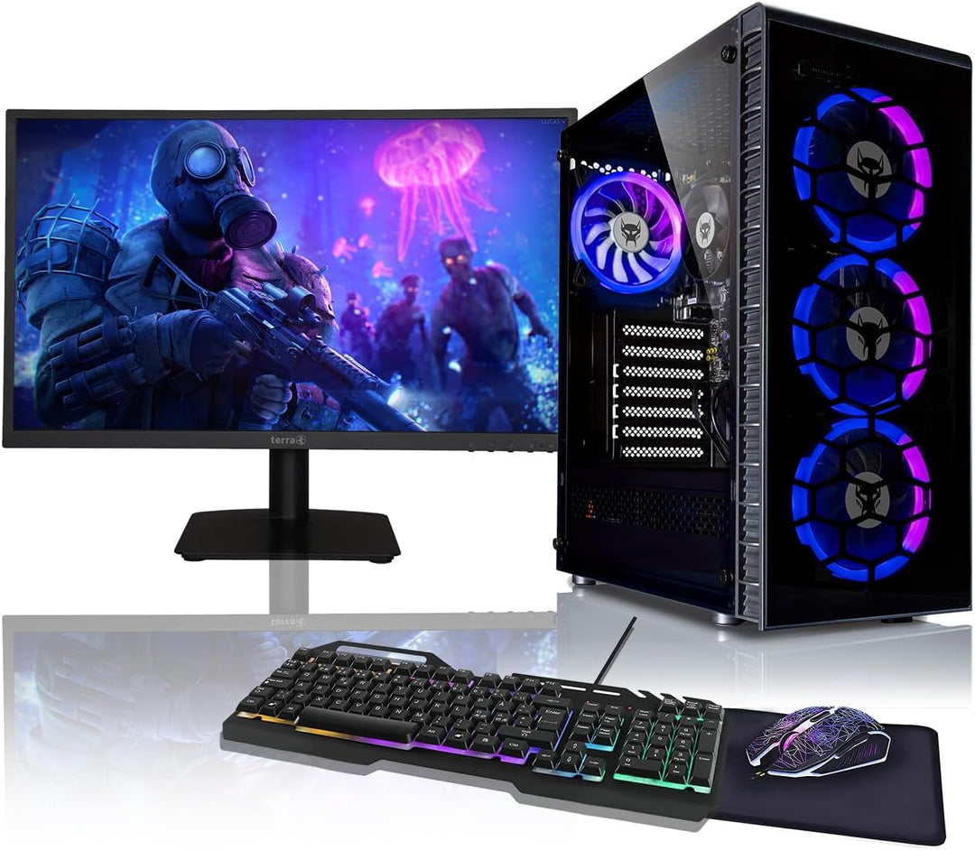 BEASTCOM Q3 Gaming PC Set Komplett, AMD Ryzen 7 8X 4,60GHz 16 Threads, 4K Vega Radeon Grafik, 16GB R