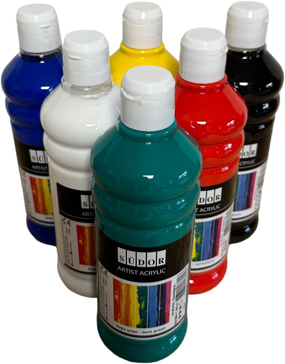 ACRYLFARBEN-SET 6 Farben je 500ml. Hochwertige und deckende Malfarben für Holz, Stein, Leinwand, Mal