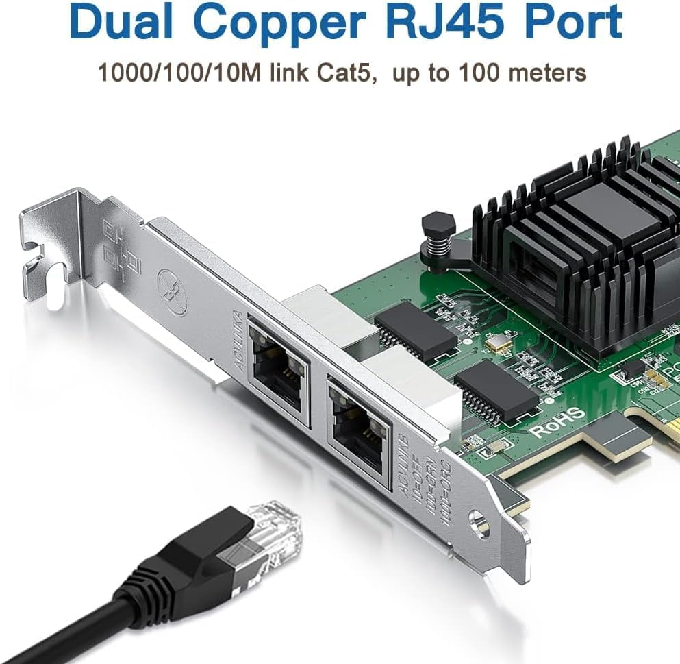 H!Fiber Dual RJ45 Copper Ports Netzwerkkarte Gigabit PCI Express E1G42ET-Intel 82576 Chip, 1Gbit Eth