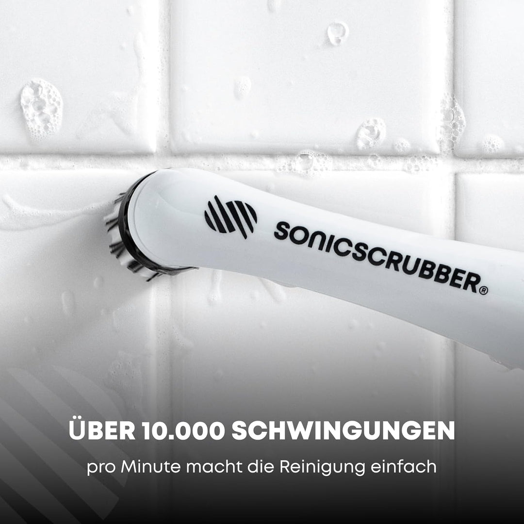 SonicScrubber - Elektrische Reinigungsbürste - Inklusive 4 Bürstenköpfe - Ideal für alle Räume und O