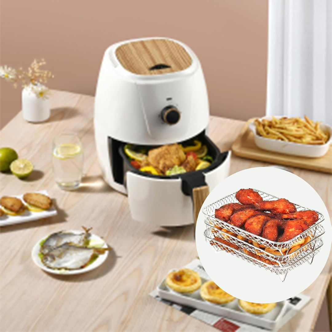 Heissluftfritteuse Zubehör, 3x stapelbare 304 Edelstahl Airfryer Racks | Kompatibel mit AF300EU/AF40