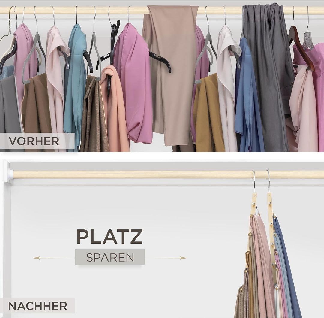 MORALVE Hosenbügel platzsparend – Premium Kleiderbügel aus europäischem Buchenholz für Hosen, Jeans