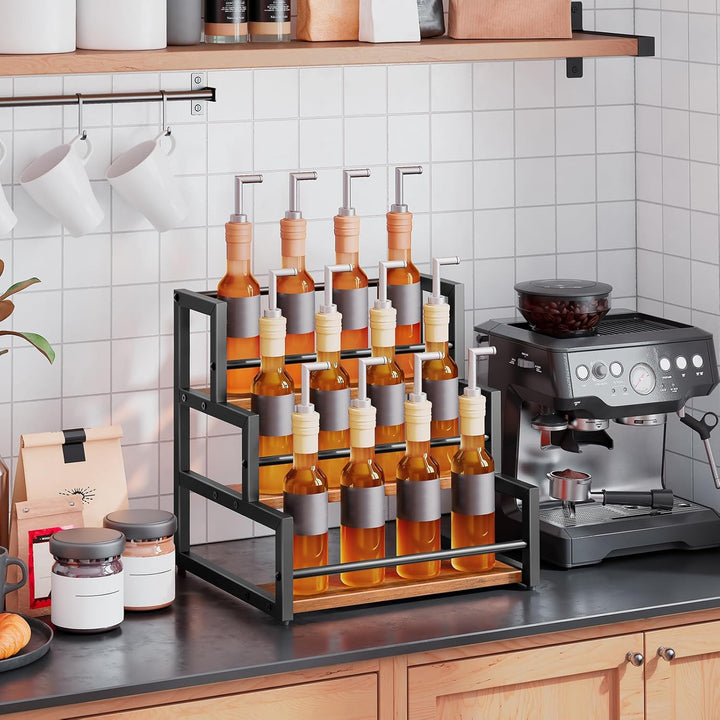 HOOBRO Weinregal, 3 Ebenen, Weinständer für 12 Flaschen, Countertop Weinflaschenhalter, Flaschen Org