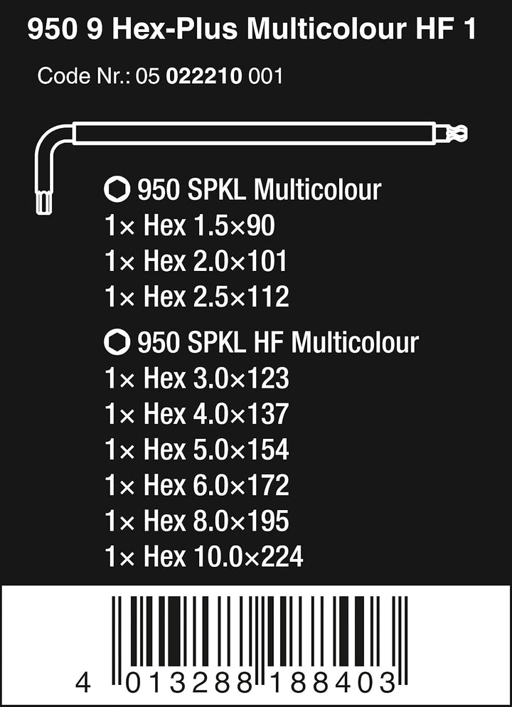 Wera 05134019001 Kraftform Micro ESD Big Pack 1, 25-teilig & 05022210001 950/9 Hex-Plus Multicolour