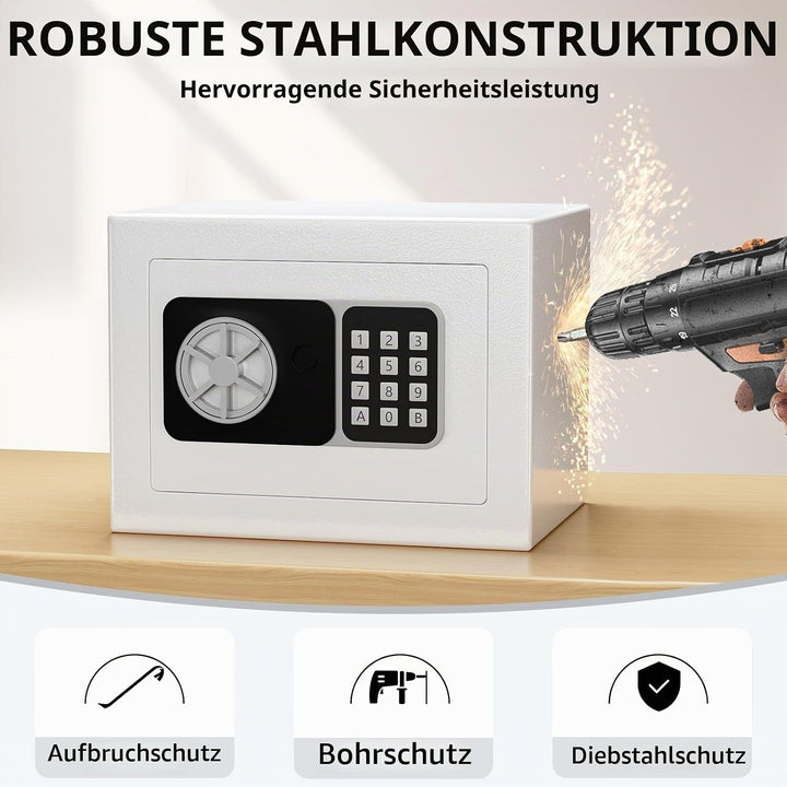 Digitaler Safe 6,8 l, kleiner Tresor für Zuhause, elektronische Sicherheitskassette, Wandtresor fürs
