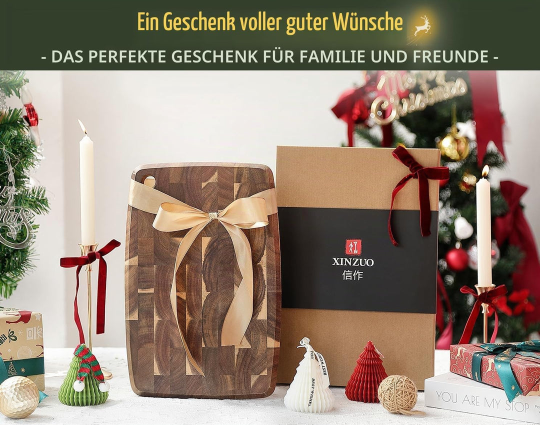 XINZUO Akazienholz Hirnholz-Schneidebrett 36 * 24 * 1,9cm Holzbrett Küche Hackbretter, Aufschnittbre