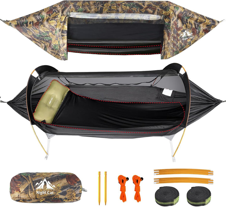Night Cat Hängematte Zelt mit Moskitonetz wasserdichte Regenfliege Für 1 Person Wandern Camping im G