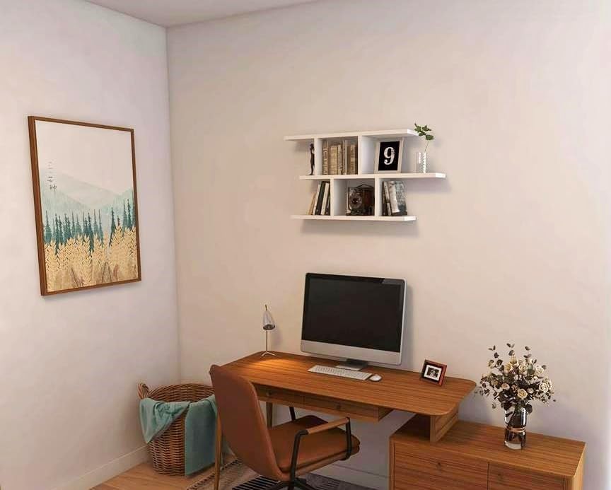 KUBUTKU Dekorativ Wandregal mit 2 Böden 100x45x18 Design Skandinavischer Modern für Wohnzimmer Küche
