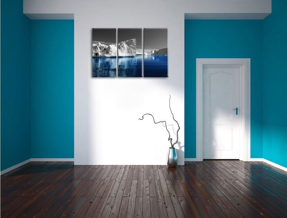 Pixxprint Eisberge in Grönland als Leinwandbild/Grösse: 3 Teilig (120x80) cm/Wandbild/Kunstdruck/fer
