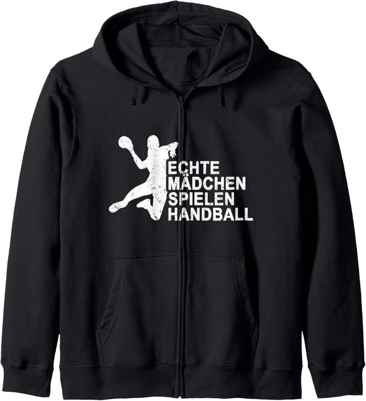 Echte Mädchen Spielen Handball Handballerin Geschenk Kapuzenjacke