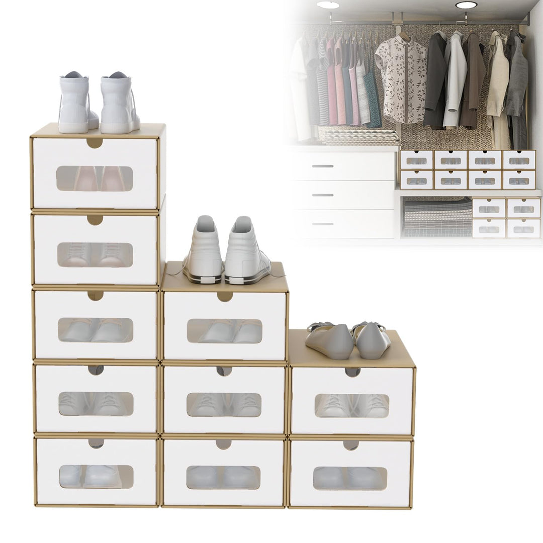 UISEBRT 20er Boxen-Set,Schuhboxen Stapelbar,Aufbewahrungsbox Schubladen mit Transparentes Sichtfenst