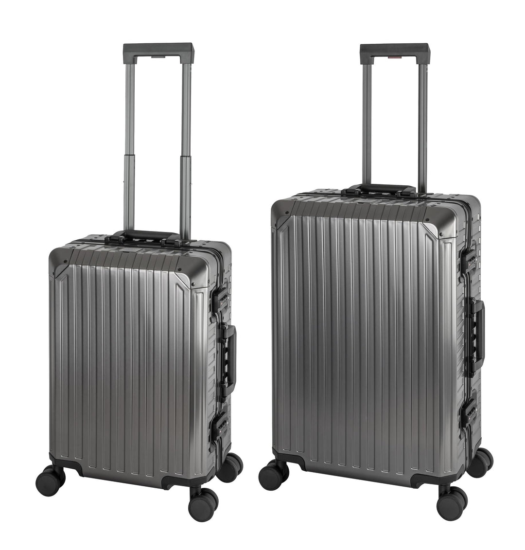 Travelhouse Tokyo Alu Reisekoffer Graphit S-55cm & M-66cm Hartschalenkoffer Reise Trolley Koffer Set