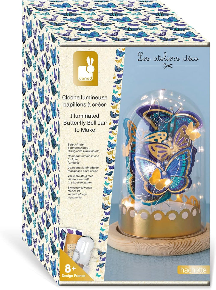 Janod - Leuchtende Glocke mit Blau-Goldenen Schmetterlingen zum Basteln - Les Ateliers Déco - Kreati