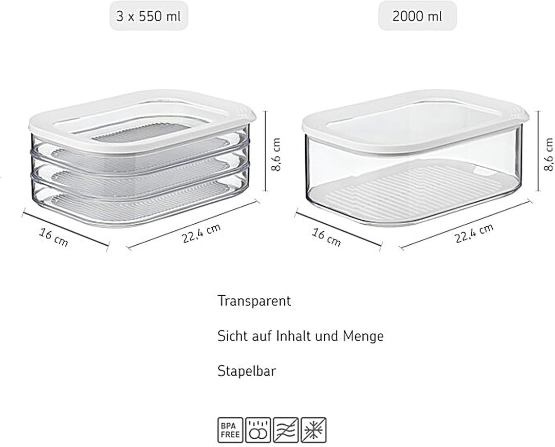 Mepal | Vorratsbehälter Wurstwaren Modula 3-lagig | Kühlschrank - Vorratsbox mit Deckel | Geeignet z