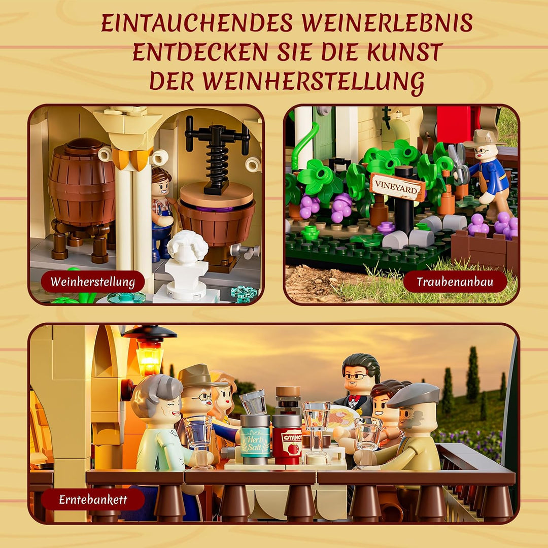 Lumibricks Weinbau-Anwesen Beleuchtungs Bausteine Set – 2800 Teile Mediterranes Toskana-Weingut mit