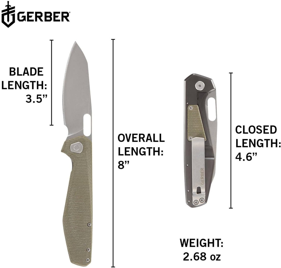 Gerber Taschenmesser mit Gürtelclip, Slimsada, Mit Micarta Griffschale und B.O.S.S. TECH Kugellager,