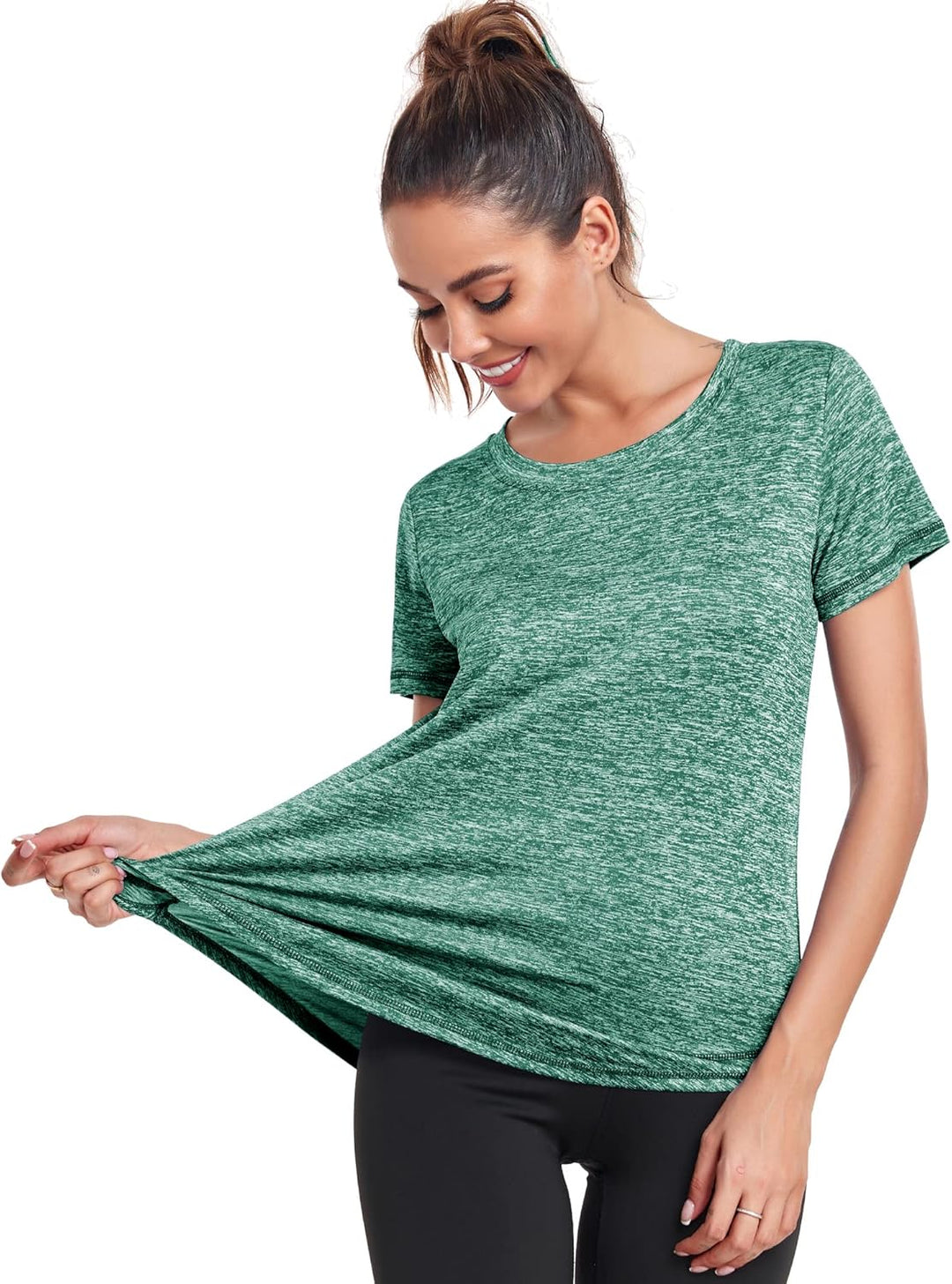 Sport T-Shirt Damen, Kurzarmshirt Frauen, Workout Tops Rundhalsausschnitt Athletisch Lässig Laufen Y
